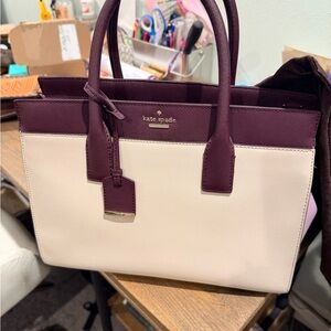 Kate Spade Cream and Purple Satchel